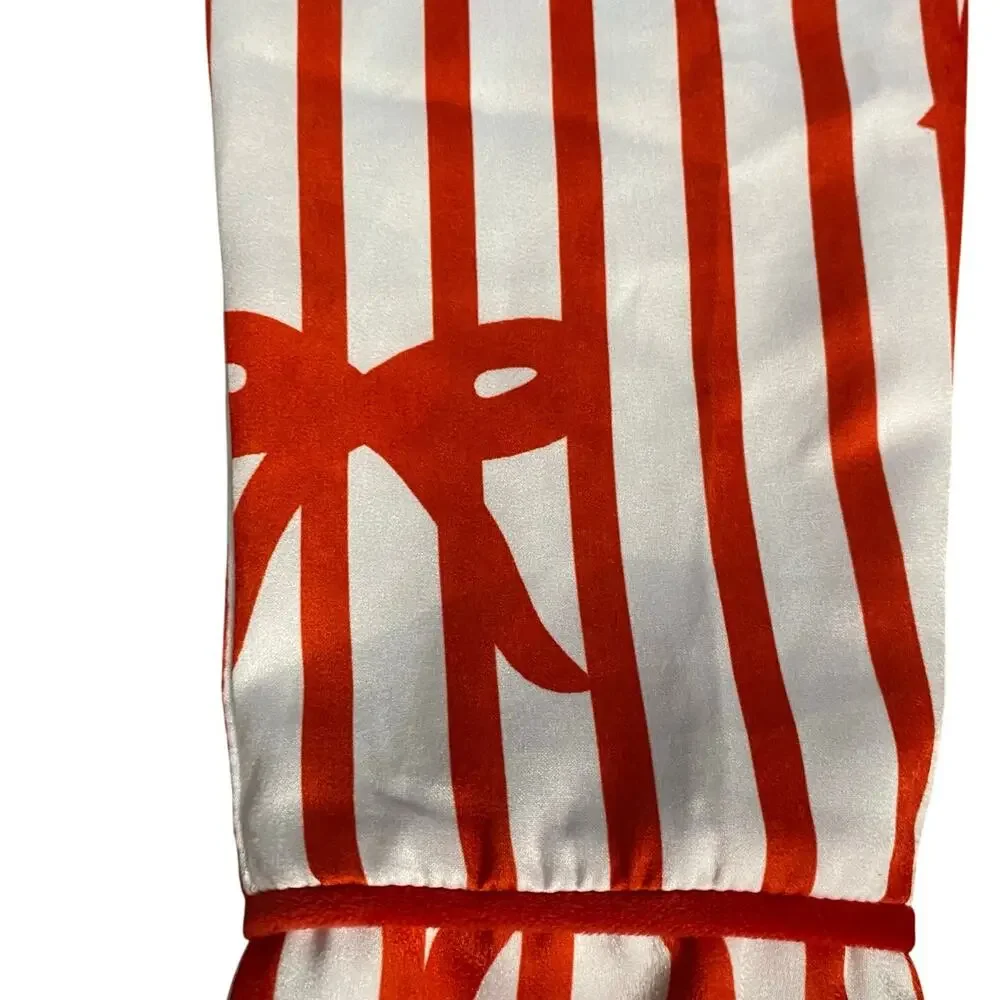 Shein red white striped satin bow drawstring sleep‎ pants SIZE 4T